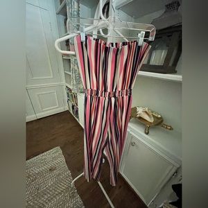 Socialite jumper in pink,white,and blue.